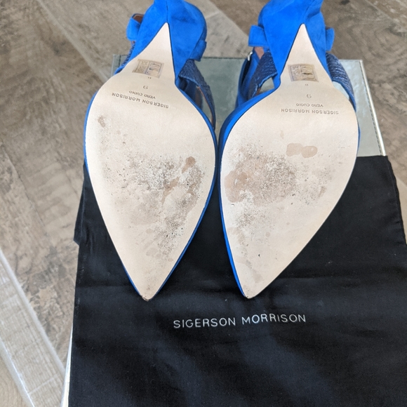 Sigerson Morrison Blue Brielle2 Pointed Pumps - Picture 3 of 6